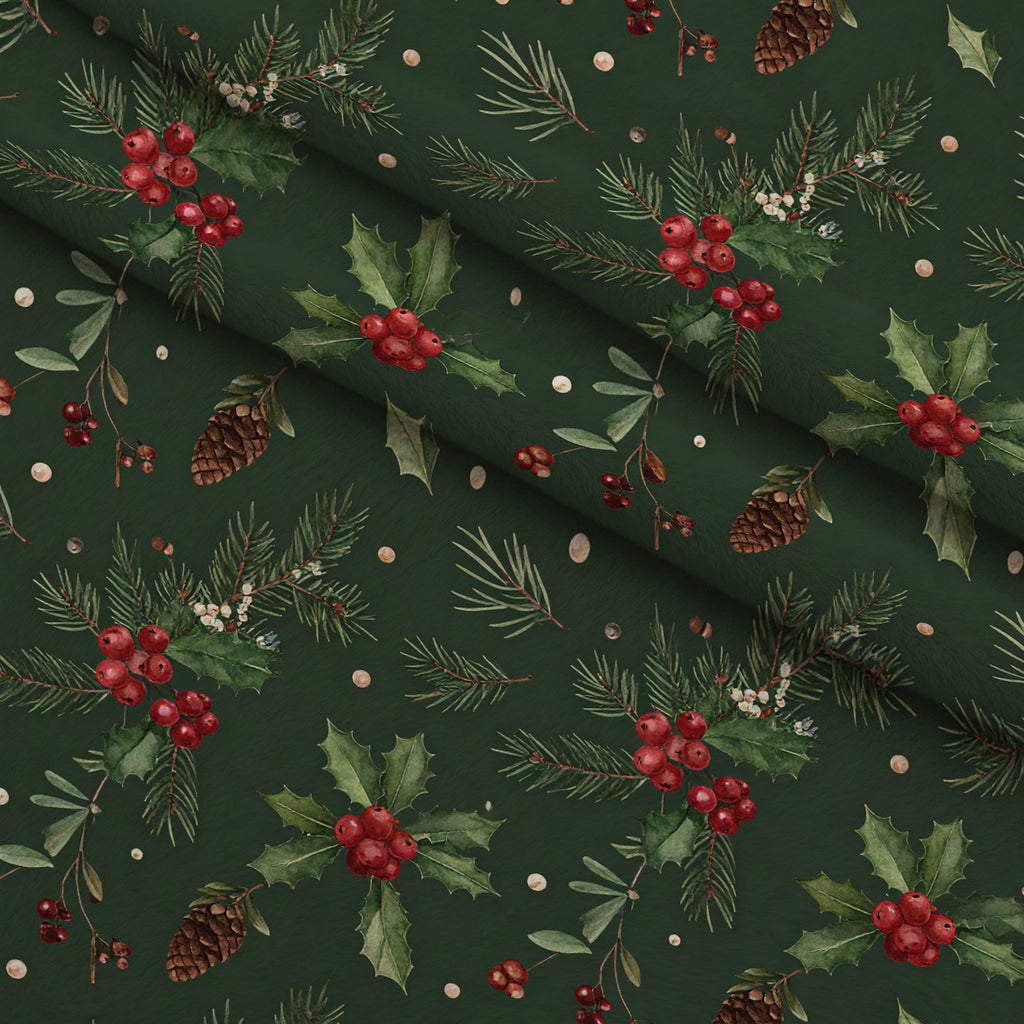Evergreen Christmas Cheer Pattern 19 Minky Fabric — plush minky folded close-up preview (mv-minky-v1:lying)