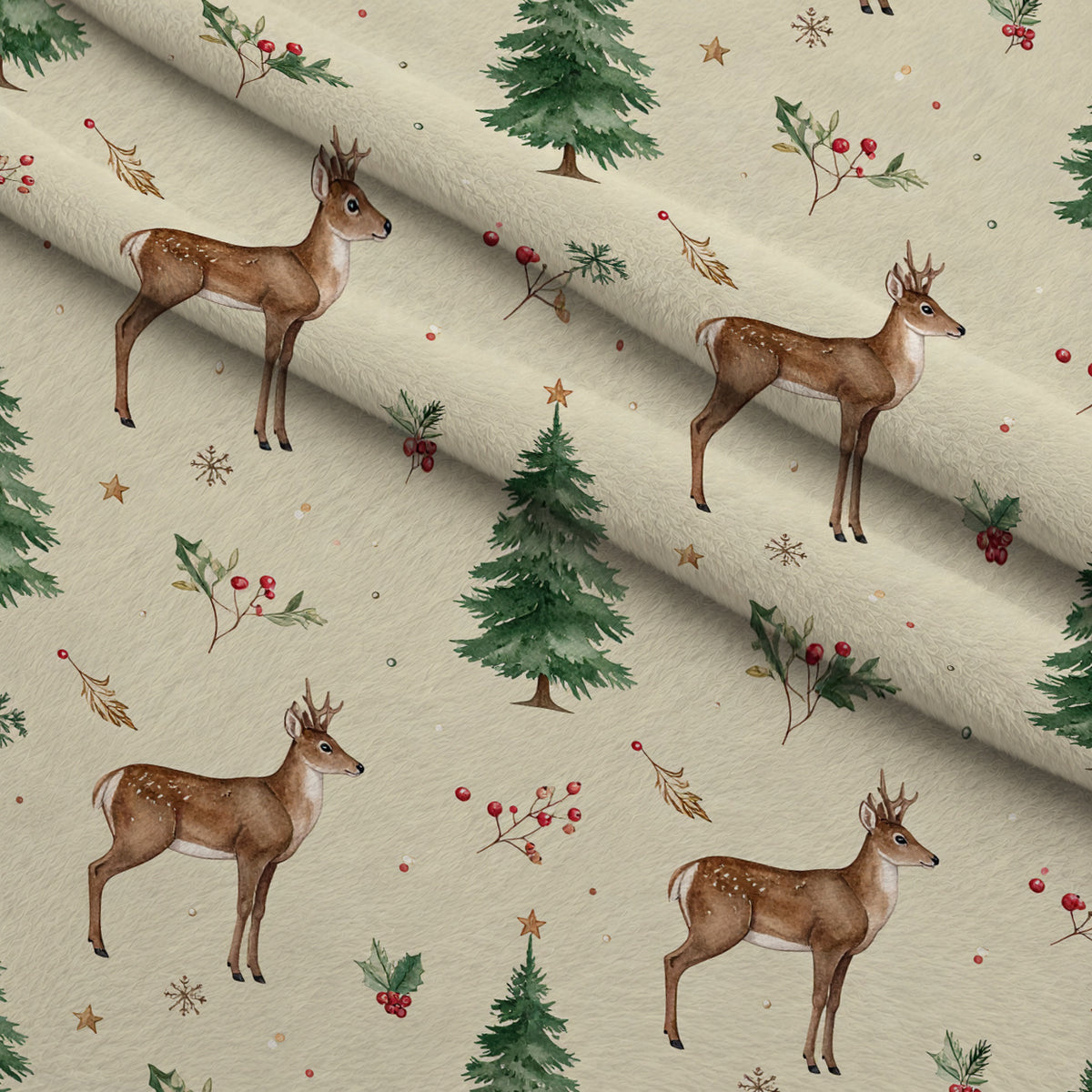 Evergreen Christmas Cheer Pattern 23 Minky Fabric — plush minky folded close-up preview (mv-minky-v1:lying)