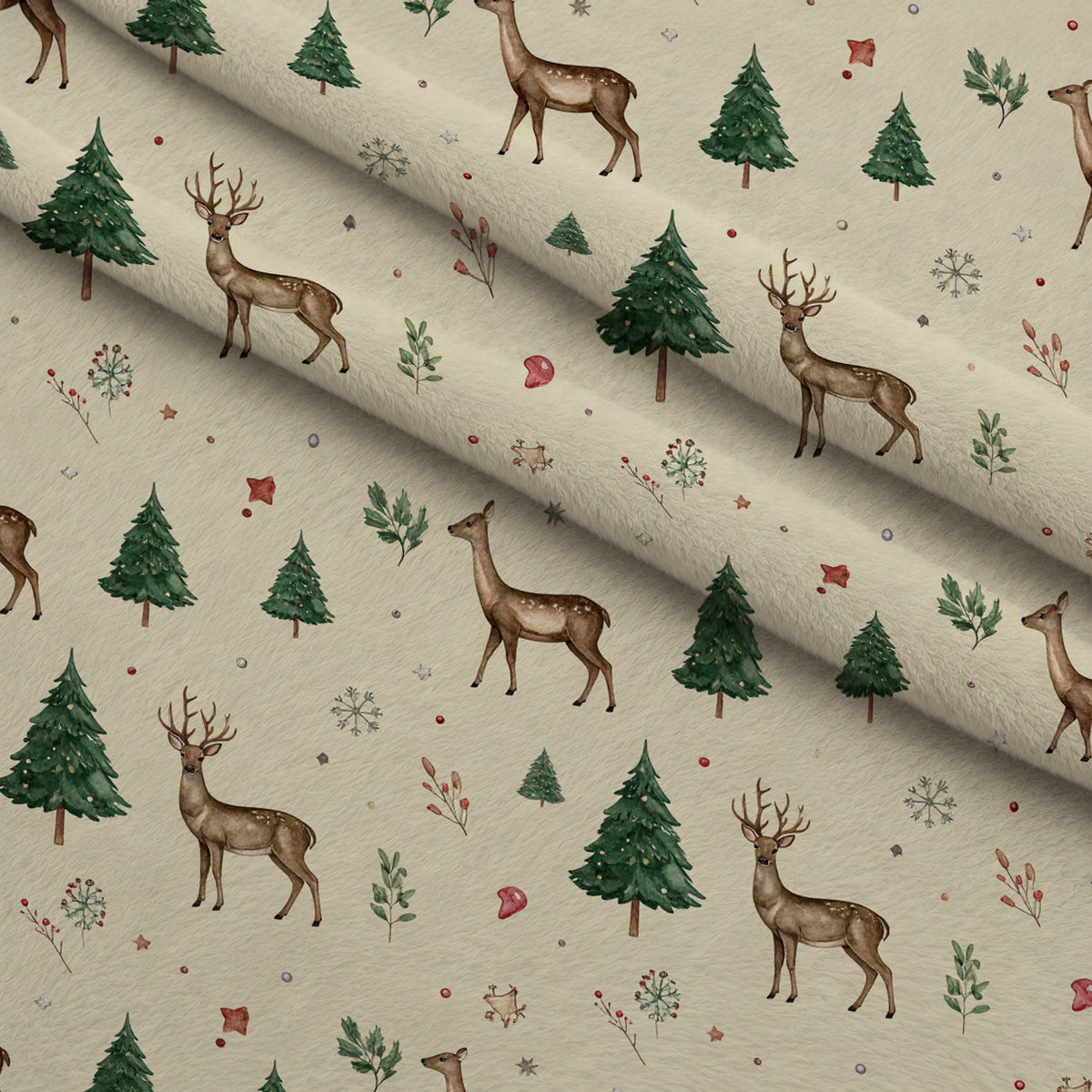 Evergreen Christmas Cheer Pattern 24 Minky Fabric — plush minky folded close-up preview (mv-minky-v1:lying)