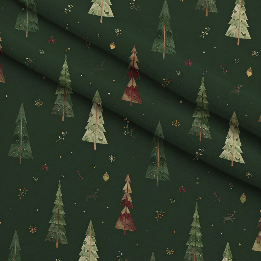Evergreen Christmas Cheer Pattern 28 Minky Fabric — plush minky folded close-up preview (mv-minky-v1:lying)