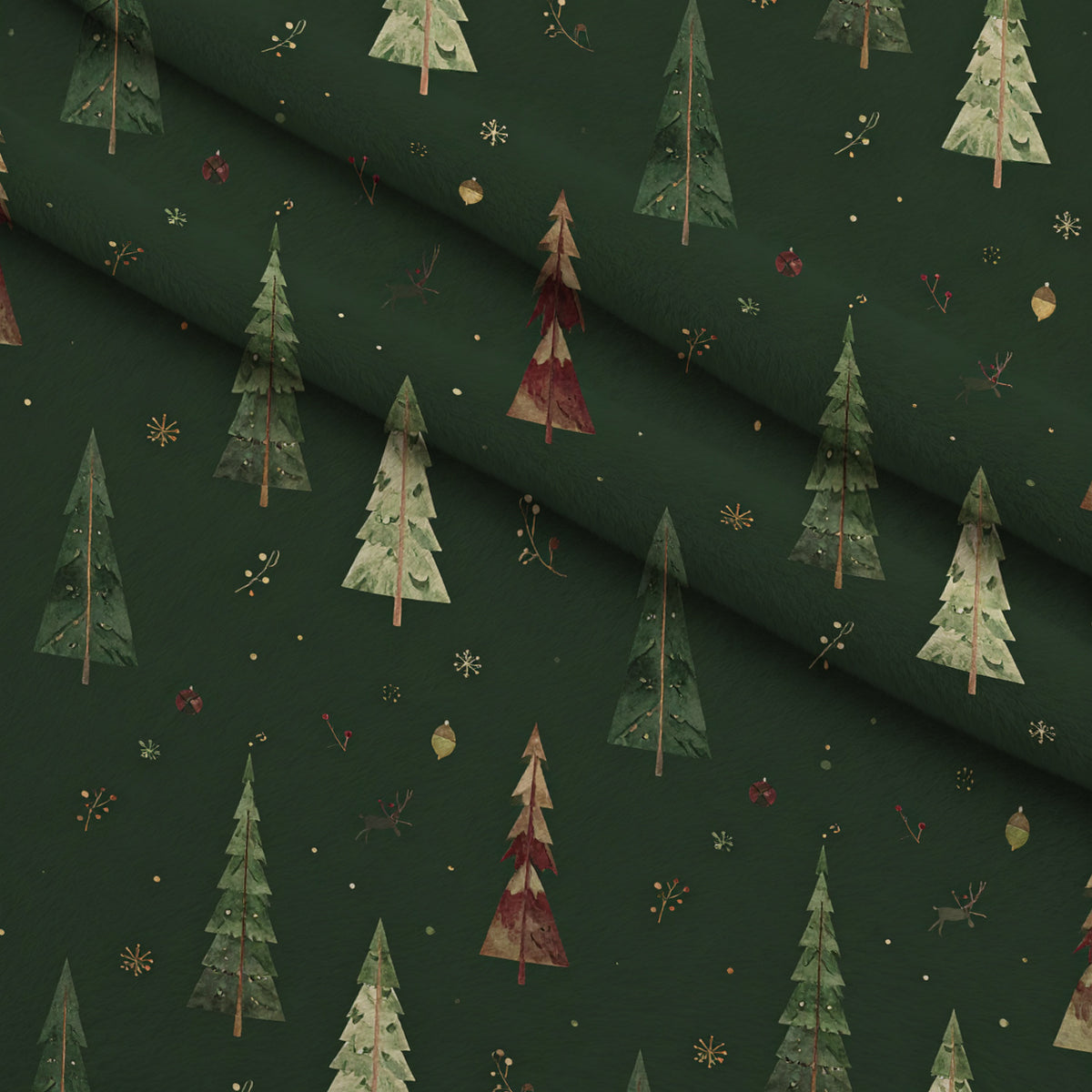 Evergreen Christmas Cheer Pattern 28 Minky Fabric — plush minky folded close-up preview (mv-minky-v1:lying)