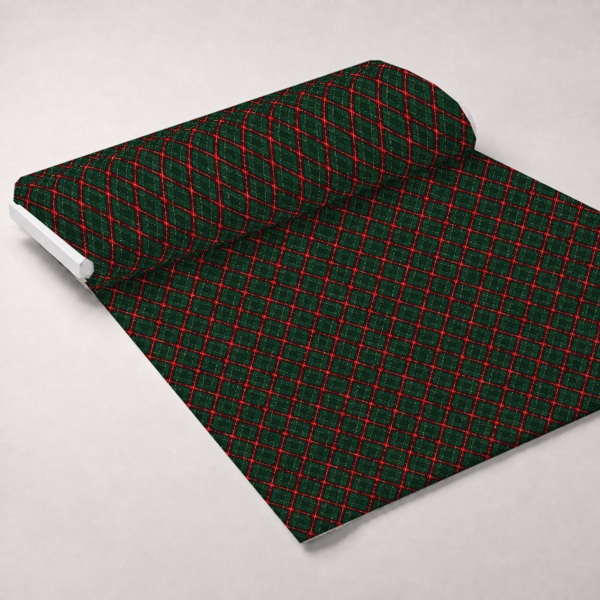 Evergreen Hearth Plaid Pattern 10 Minky Fabric — plush minky unrolled bolt preview (mv-minky-v1:bolt)