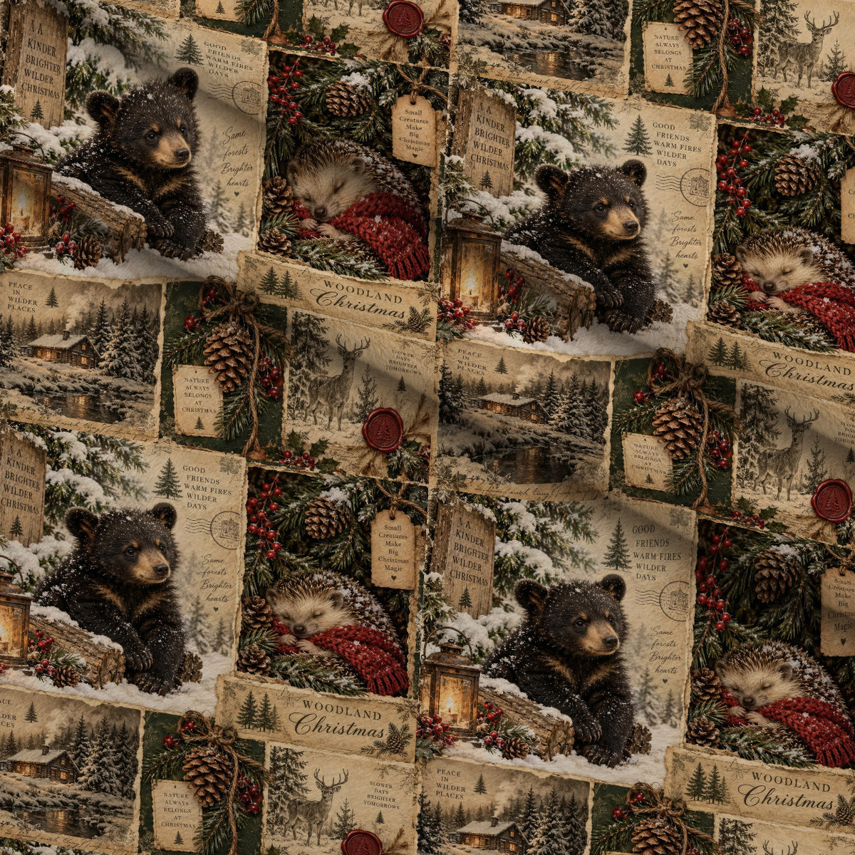 Evergreen Hearth Stories Pattern 4 Minky Fabric — plush minky folded close-up preview (mv-minky-v1:lying)
