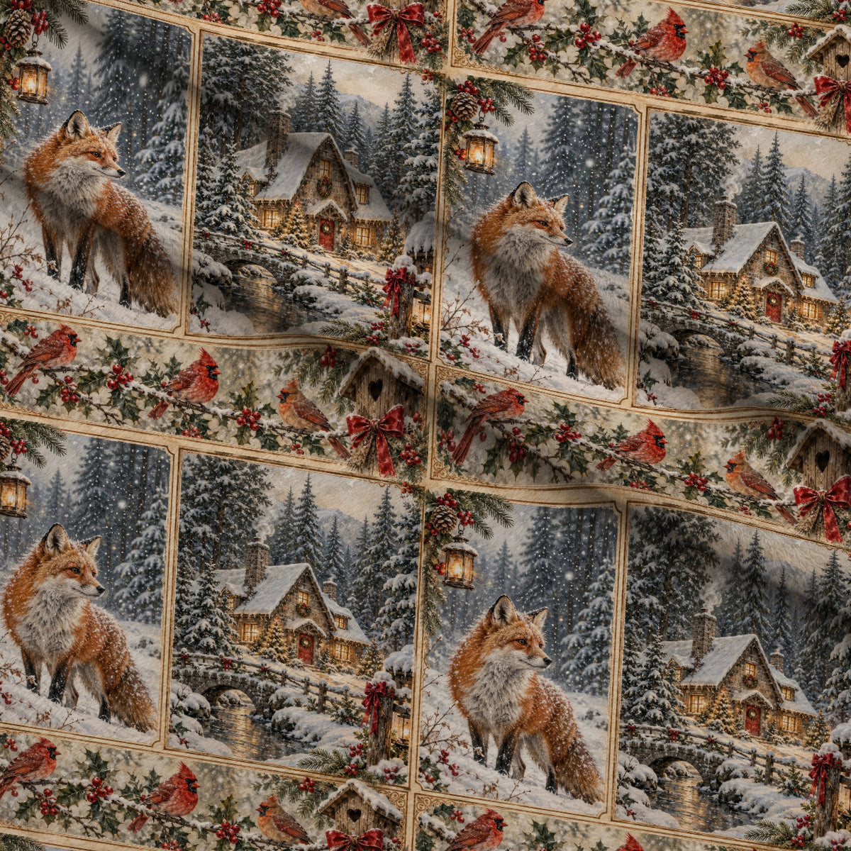 Evergreen Hearth Stories Pattern 6 Minky Fabric — plush minky folded close-up preview (mv-minky-v1:lying)