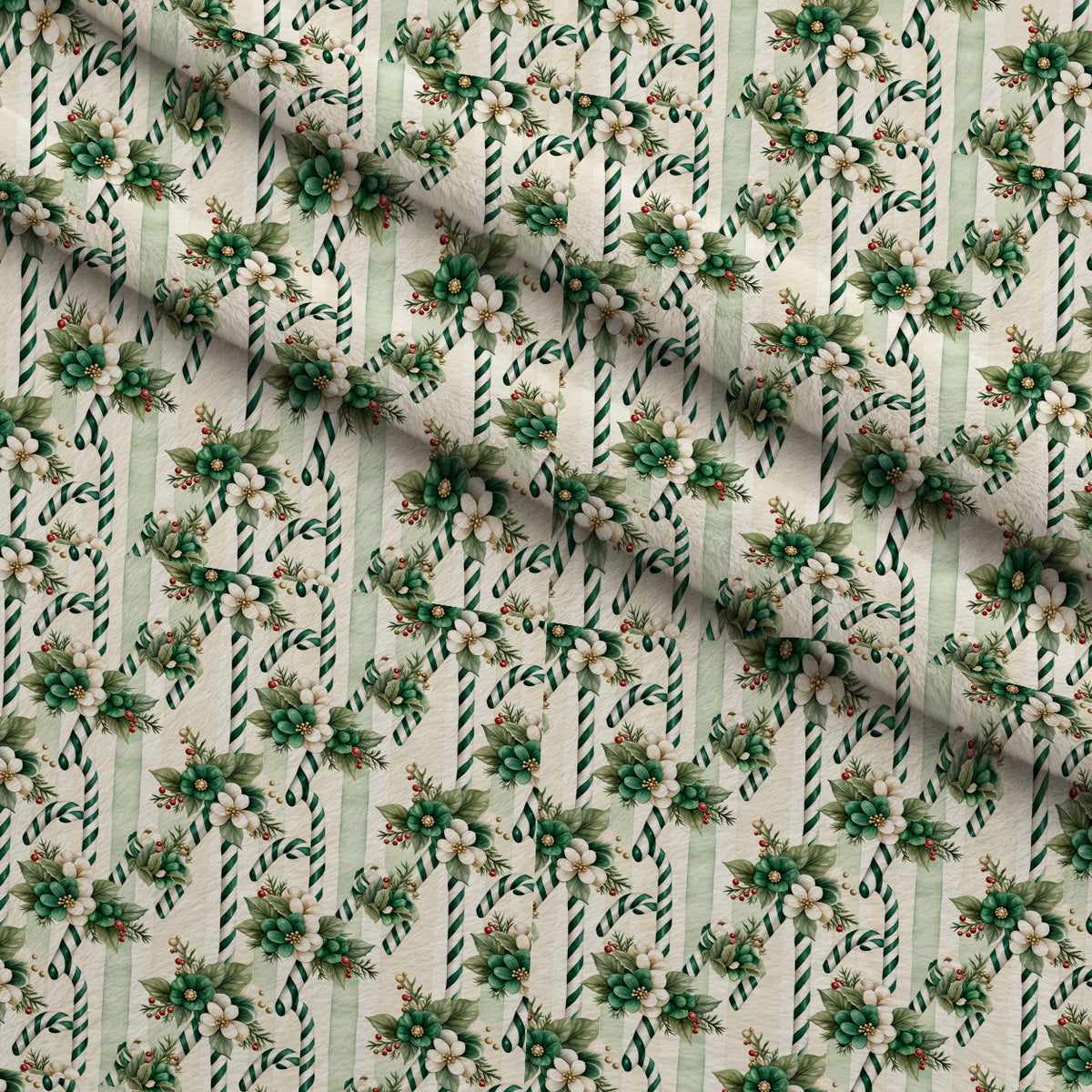 Evergreen Holiday Whimsy Pattern 1 Minky Fabric — plush minky folded close-up preview (mv-minky-v1:lying)
