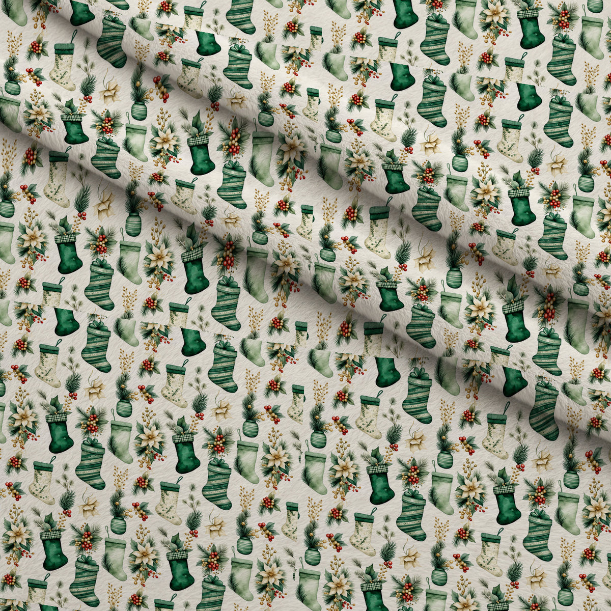 Evergreen Holiday Whimsy Pattern 7 Minky Fabric — plush minky folded close-up preview (mv-minky-v1:lying)