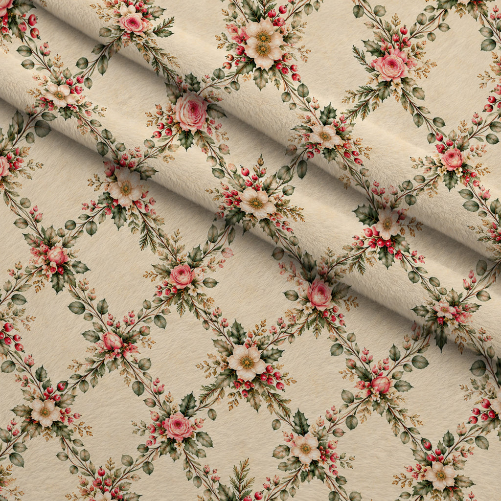 Evergreen Rose Heirloom Pattern 10 Minky Fabric — plush minky folded close-up preview (mv-minky-v1:lying)