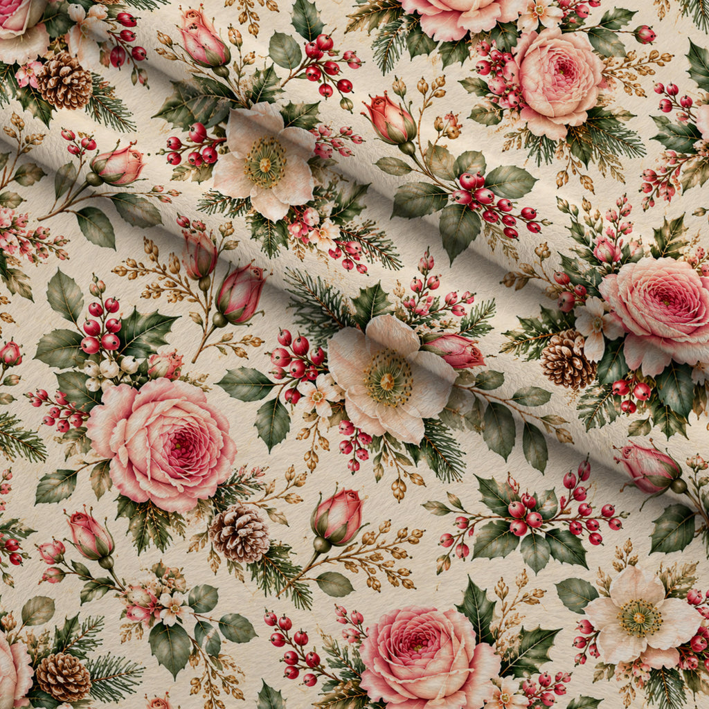 Evergreen Rose Heirloom Pattern 3 Minky Fabric — plush minky folded close-up preview (mv-minky-v1:lying)