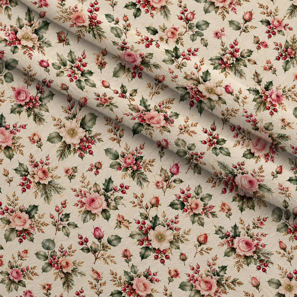 Evergreen Rose Heirloom Pattern 5 Minky Fabric — plush minky folded close-up preview (mv-minky-v1:lying)
