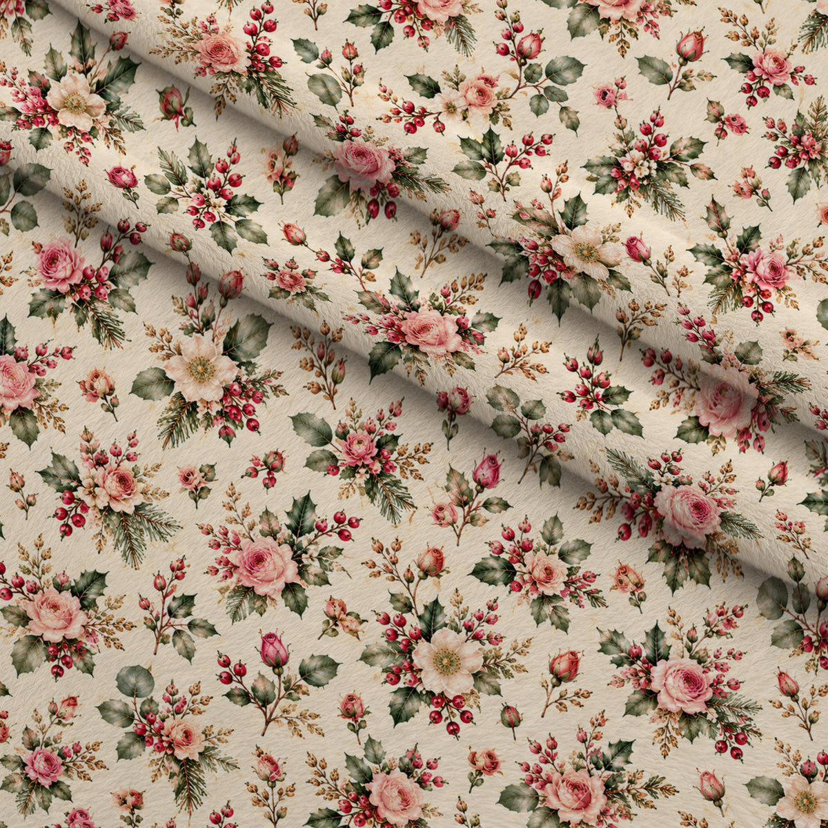 Evergreen Rose Heirloom Pattern 5 Minky Fabric — plush minky folded close-up preview (mv-minky-v1:lying)
