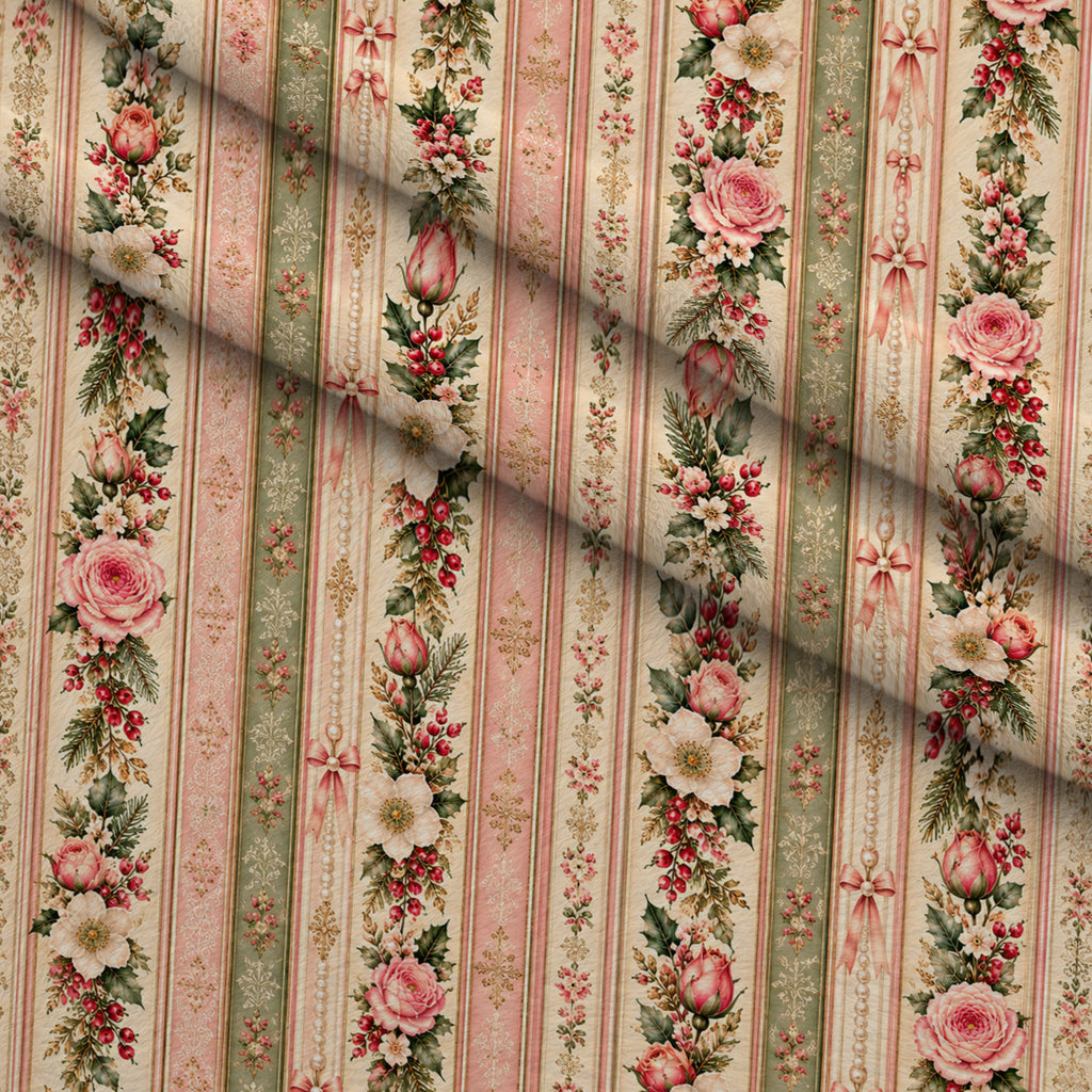 Evergreen Rose Heirloom Pattern 6 Minky Fabric — plush minky folded close-up preview (mv-minky-v1:lying)