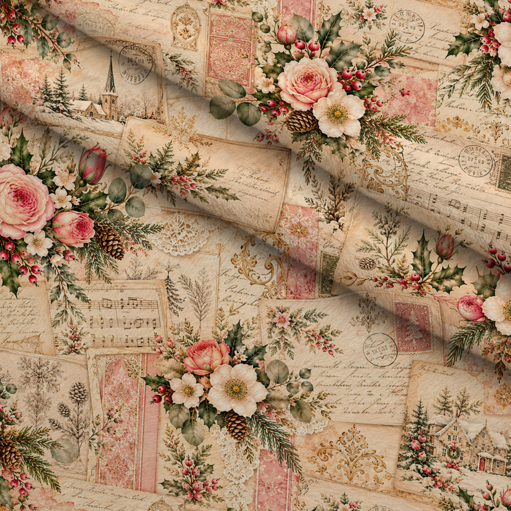 Evergreen Rose Heirloom Pattern 7 Minky Fabric — plush minky folded close-up preview (mv-minky-v1:lying)