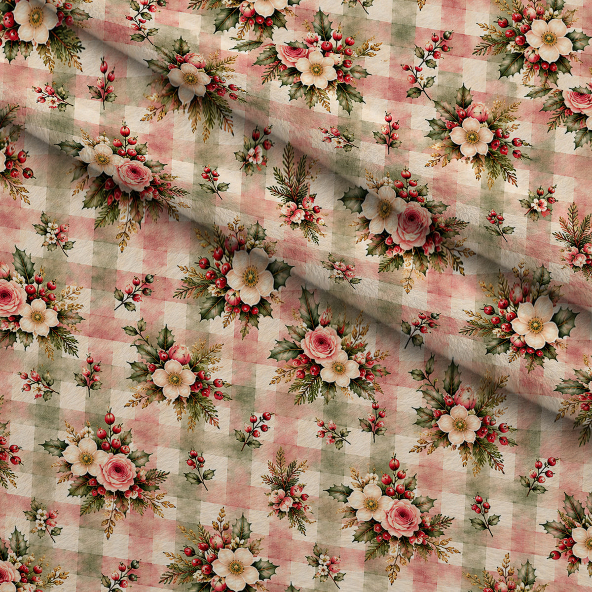 Evergreen Rose Heirloom Pattern 8 Minky Fabric — plush minky folded close-up preview (mv-minky-v1:lying)