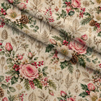 Evergreen Rose Heirloom Pattern 9 Minky Fabric — plush minky folded close-up preview (mv-minky-v1:lying)