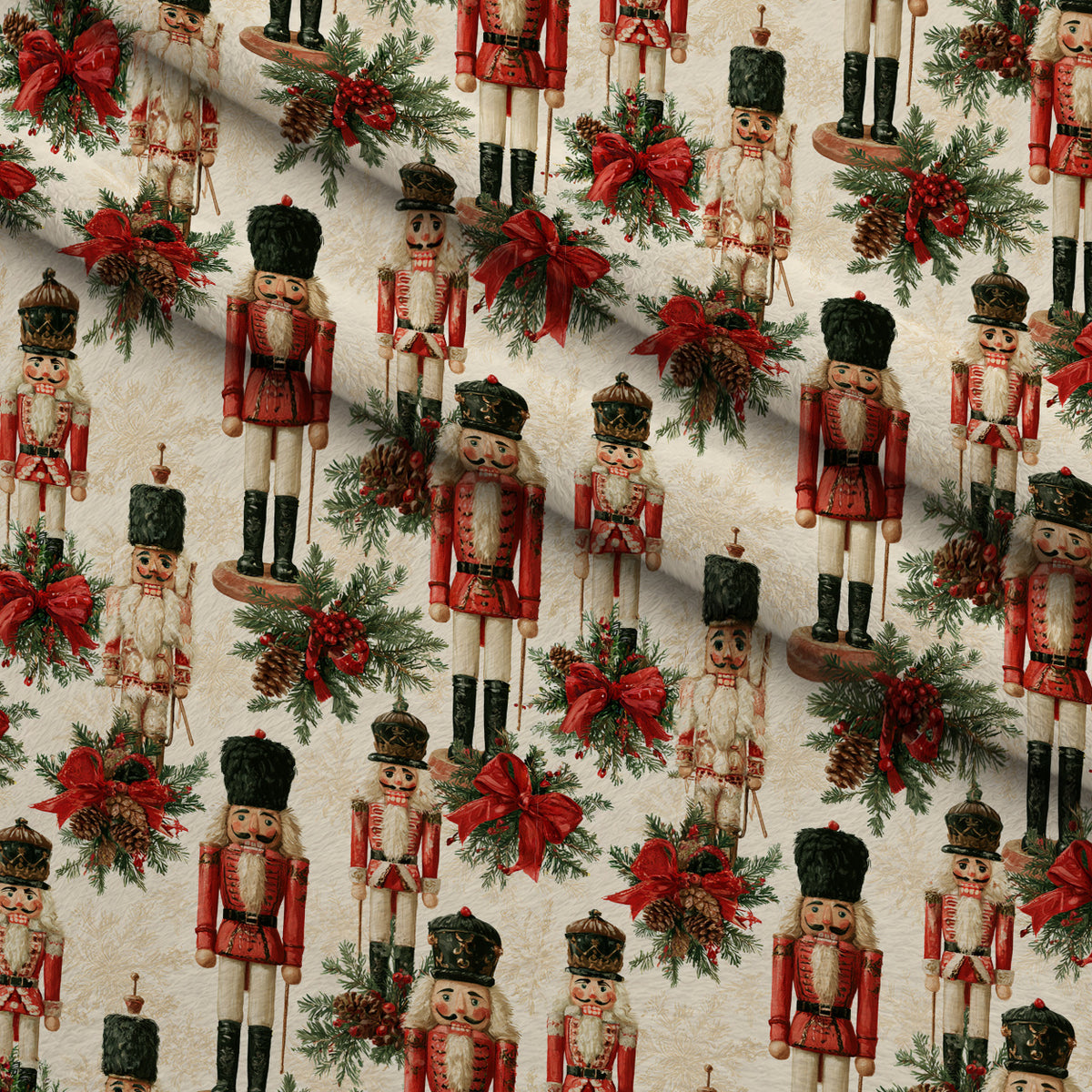 Evergreen Toy Soldiers Pattern 5 Minky Fabric — plush minky folded close-up preview (mv-minky-v1:lying)