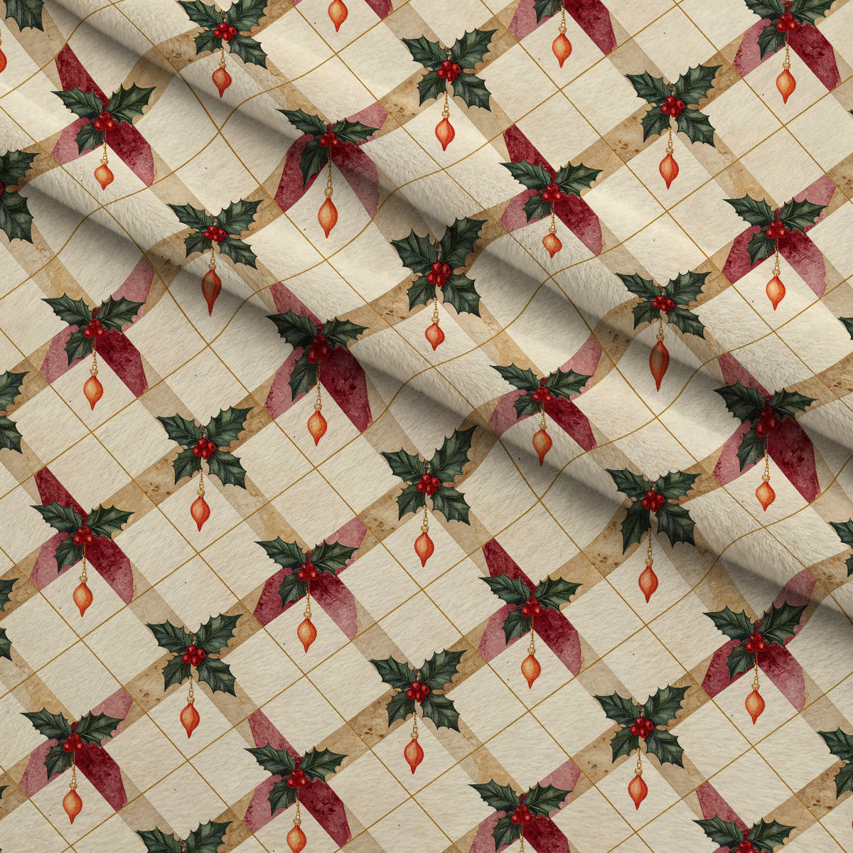 Evergreen Yuletide Hearth Pattern 13 Minky Fabric — plush minky folded close-up preview (mv-minky-v1:lying)