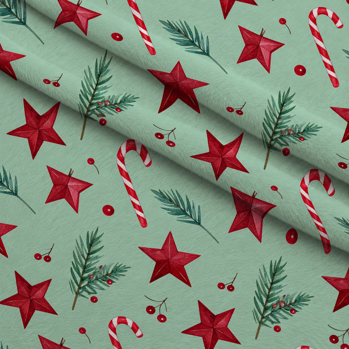 Evergreen Yuletide Pattern 25 Minky Fabric — plush minky folded close-up preview (mv-minky-v1:lying)