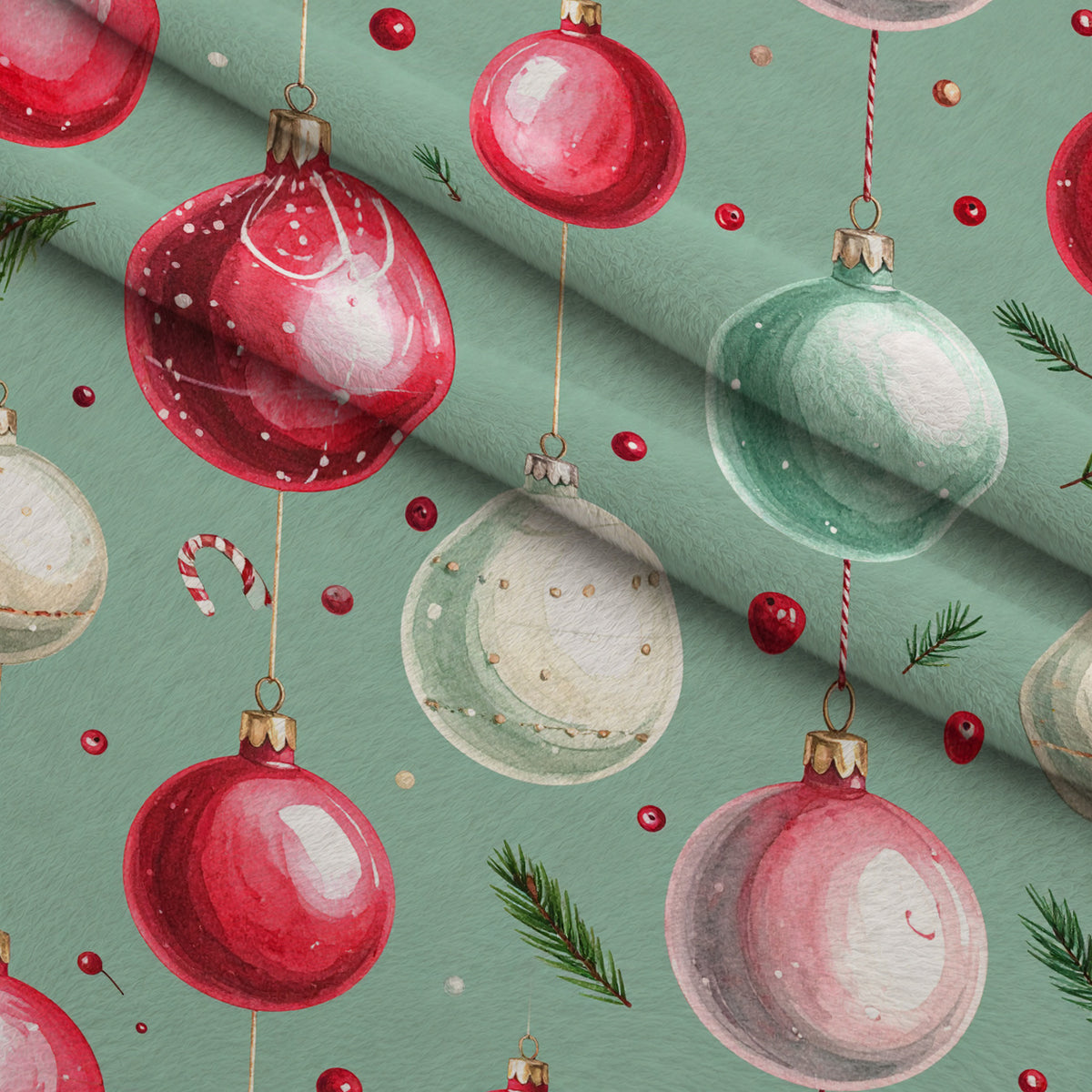 Evergreen Yuletide Pattern 4 Minky Fabric — plush minky folded close-up preview (mv-minky-v1:lying)
