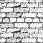 brick wall pattern, weathered bricks, cracked paint, white bricks, gray mortar, distressed texture, vintage appearance, architectural design,, fabric panel, realistic brick, peeling paint, aged surface, monochromatic, neutral tones, building material, masonry pattern, worn bricks, textured fabric, construction theme