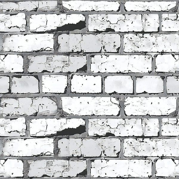 brick wall pattern, weathered bricks, cracked paint, white bricks, gray mortar, distressed texture, vintage appearance, architectural design,, fabric panel, realistic brick, peeling paint, aged surface, monochromatic, neutral tones, building material, masonry pattern, worn bricks, textured fabric, construction theme