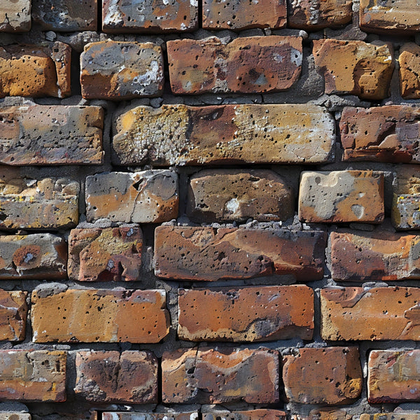 brick wall, weathered bricks, rustic texture, terracotta, rust colors, orange brown, gray mortar, aged patina, distressed surface, architectural pattern, masonry design, vintage bricks, textured fabric,, fabric panel, earthy tones, building materials, worn appearance, industrial style, realistic print