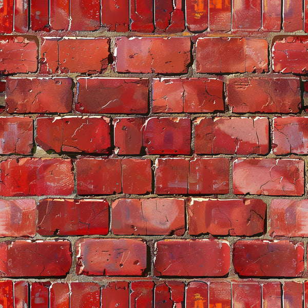 red brick, brick wall, weathered brick, crimson, burgundy, rust red, distressed texture, cracked paint, peeling paint, aged brick, architectural pattern, masonry design, realistic brick, vintage weathering,, fabric panel, worn surface, building material, textured pattern, earthy tones