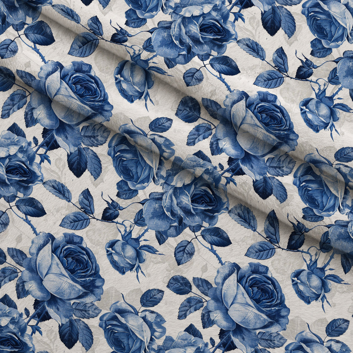 Faded Indigo Roses Pattern 11 Minky Fabric — plush minky folded close-up preview (mv-minky-v1:lying)