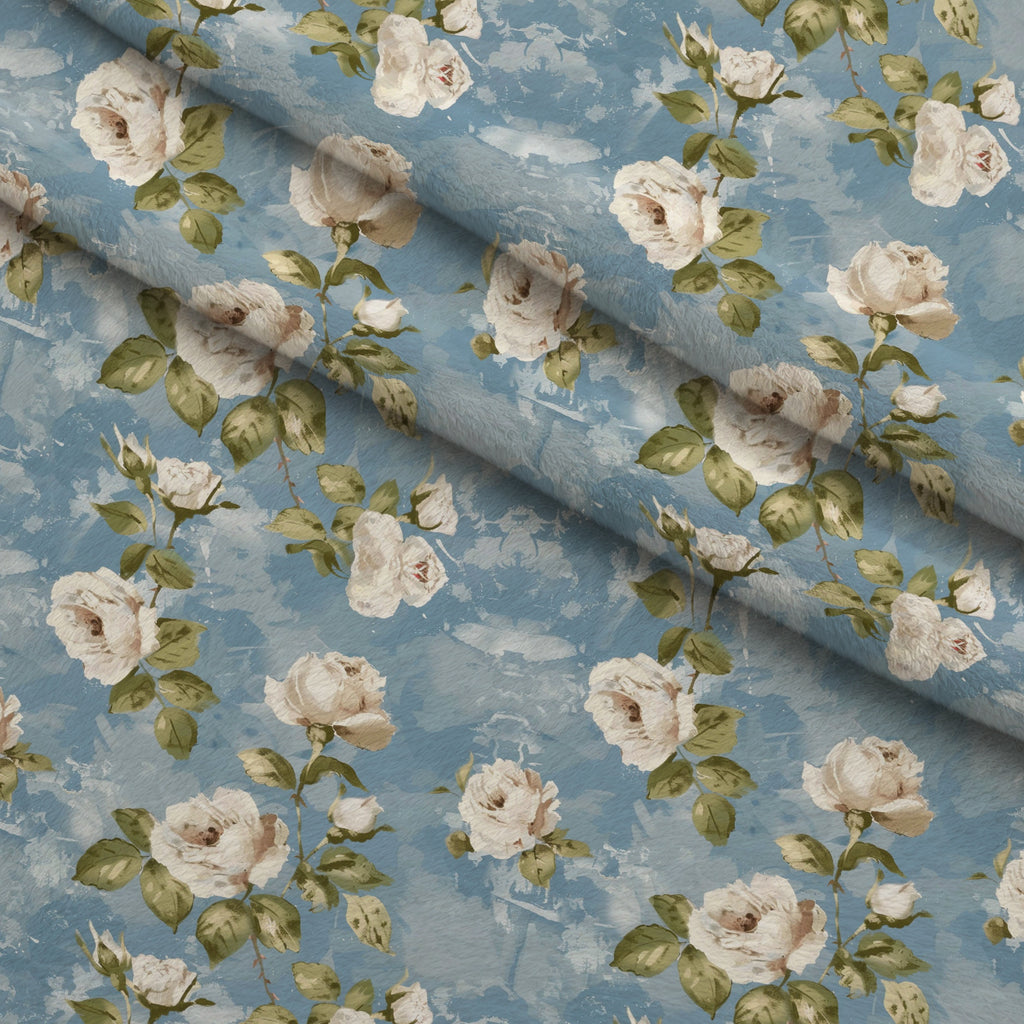 Faded Indigo Roses Pattern 14 Minky Fabric — plush minky folded close-up preview (mv-minky-v1:lying)