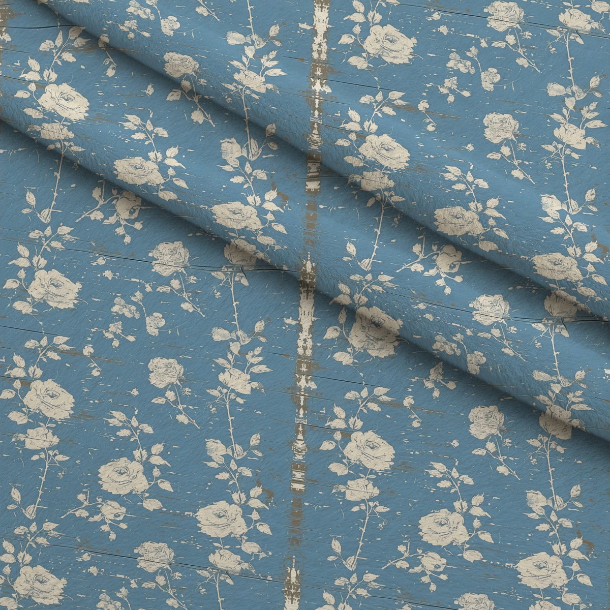 Faded Indigo Roses Pattern 18 Minky Fabric — plush minky folded close-up preview (mv-minky-v1:lying)