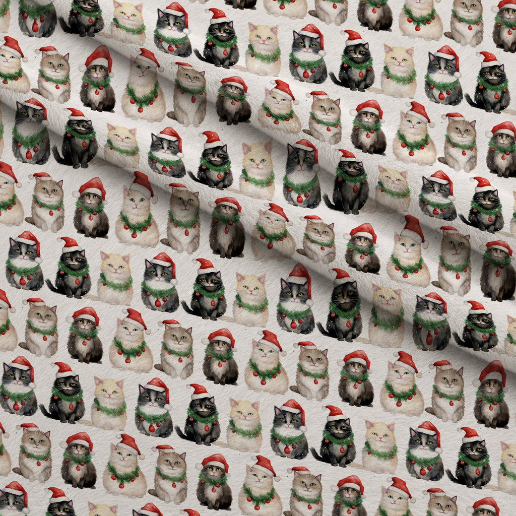 Festive Felines Pattern 10 Minky Fabric — plush minky folded close-up preview (mv-minky-v1:lying)