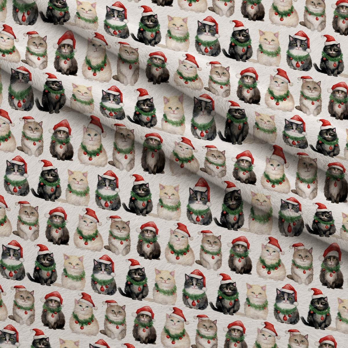 Festive Felines Pattern 10 Minky Fabric — plush minky folded close-up preview (mv-minky-v1:lying)