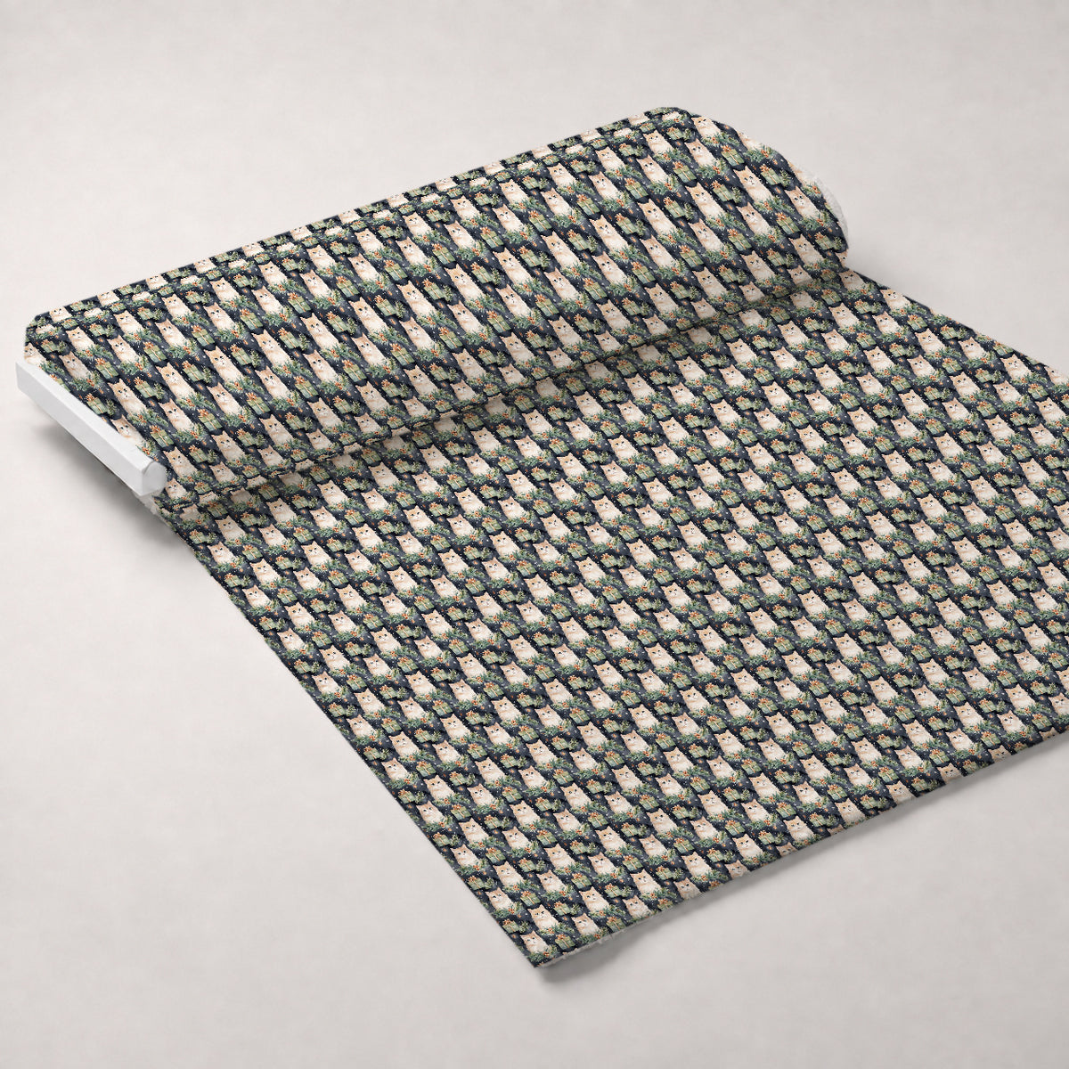 Festive Felines Pattern 11 Minky Fabric — plush minky unrolled bolt preview (mv-minky-v1:bolt)