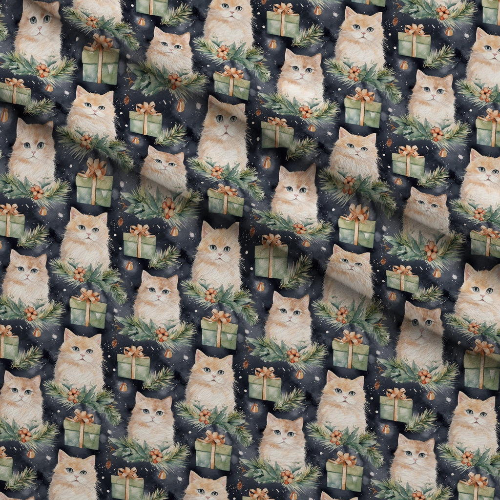 Festive Felines Pattern 11 Minky Fabric — plush minky folded close-up preview (mv-minky-v1:lying)