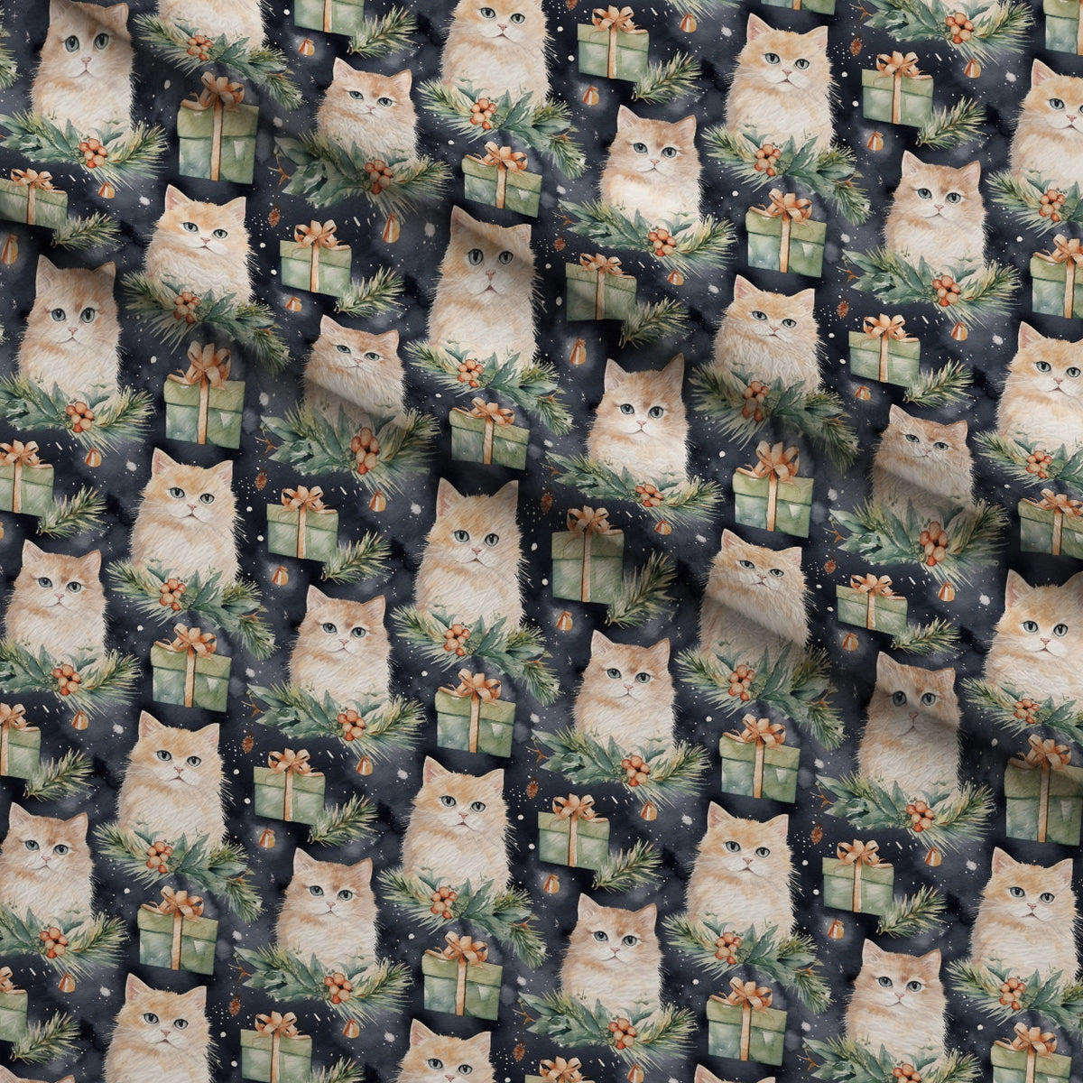 Festive Felines Pattern 11 Minky Fabric — plush minky folded close-up preview (mv-minky-v1:lying)