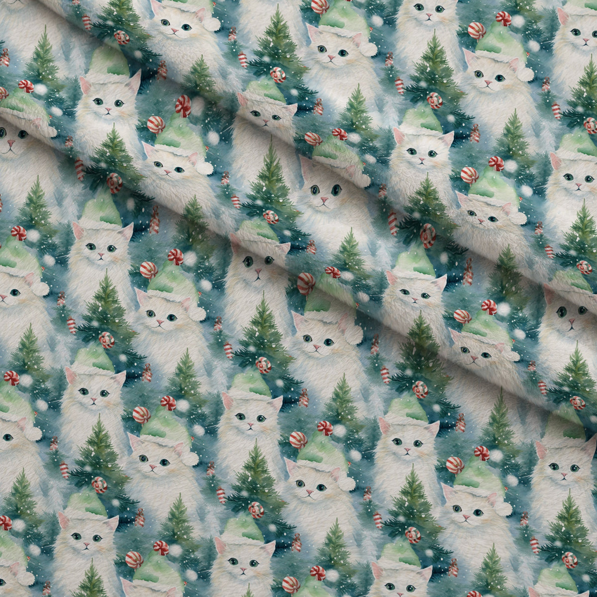 Festive Felines Pattern 12 Minky Fabric — plush minky folded close-up preview (mv-minky-v1:lying)
