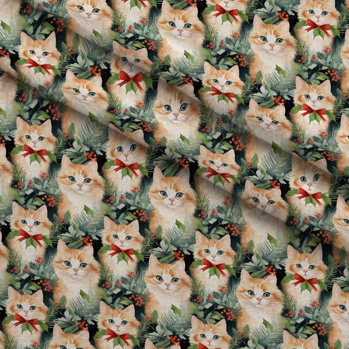 Festive Felines Pattern 3 Minky Fabric — plush minky folded close-up preview (mv-minky-v1:lying)