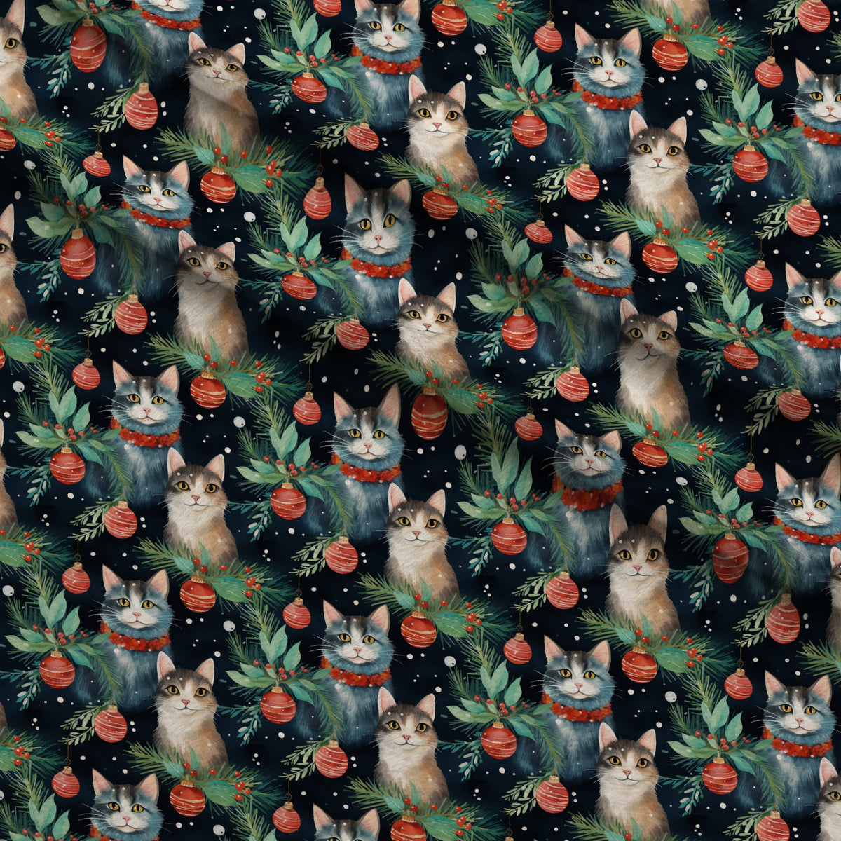 Festive Felines Pattern 6 Minky Fabric — plush minky folded close-up preview (mv-minky-v1:lying)