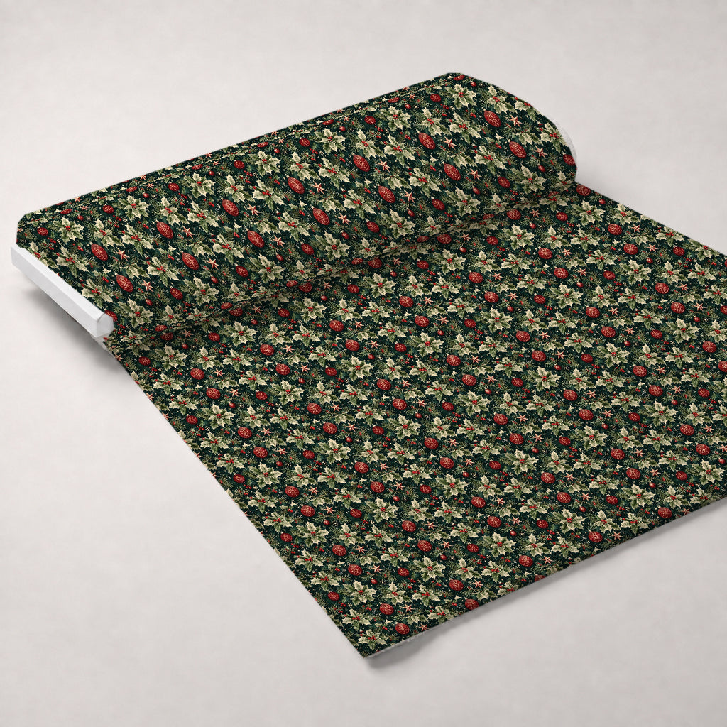 Festive Traditional Christmas Minky Fabric — plush minky unrolled bolt preview (mv-minky-v1:bolt)