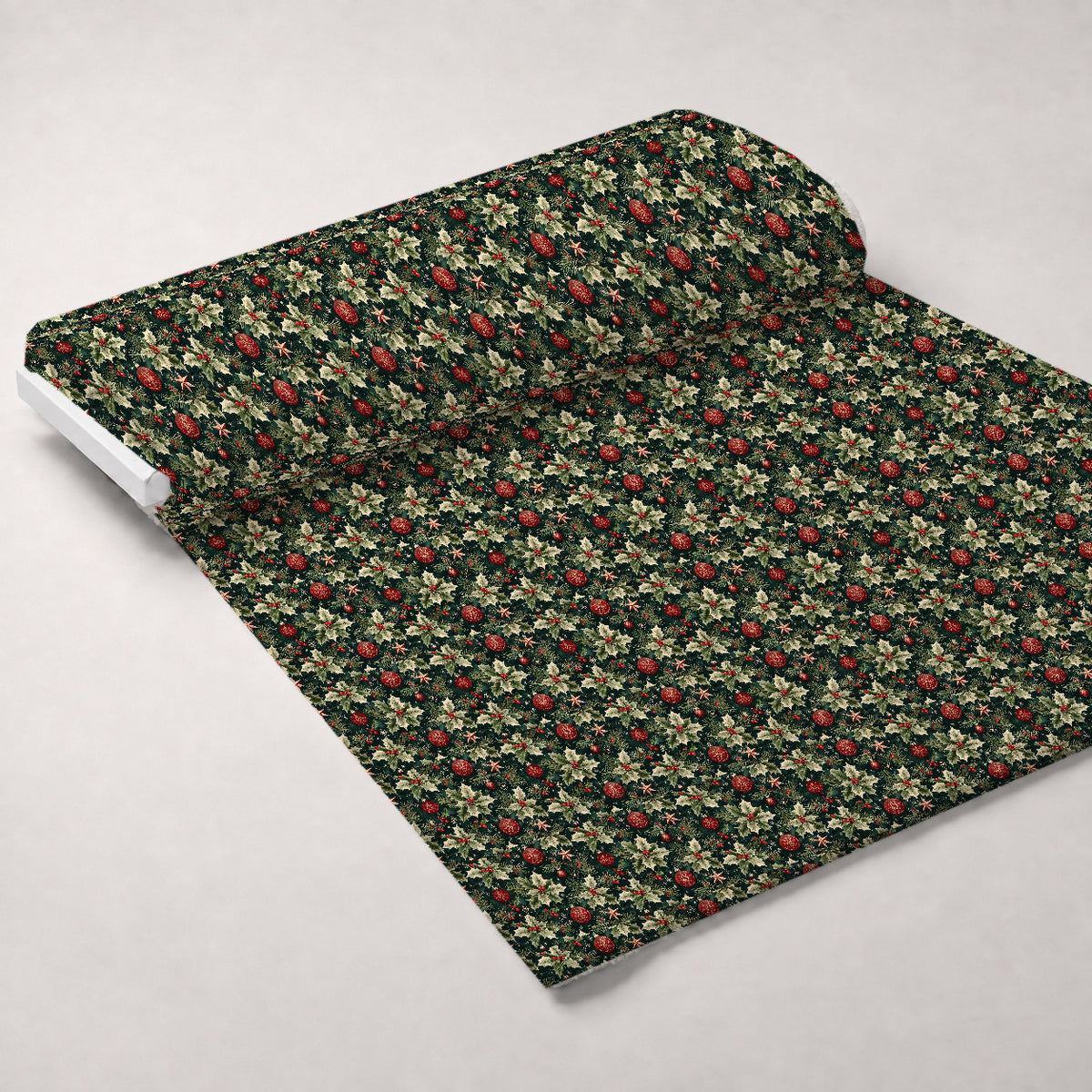Festive Traditional Christmas Minky Fabric — plush minky unrolled bolt preview (mv-minky-v1:bolt)