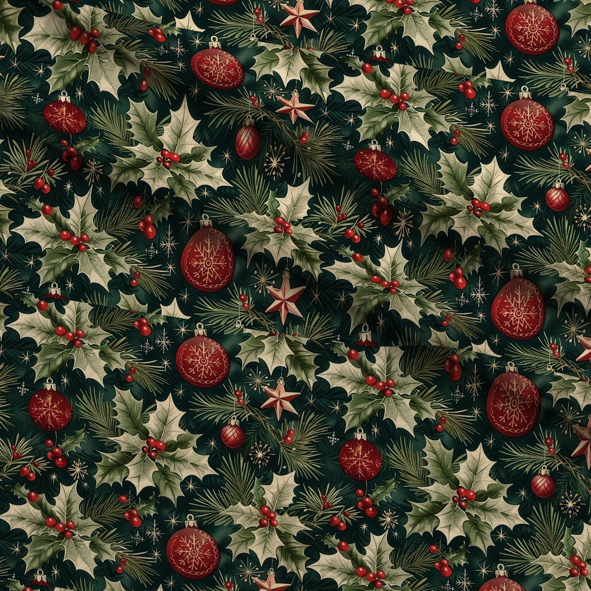 Festive Traditional Christmas Minky Fabric — plush minky folded close-up preview (mv-minky-v1:lying)
