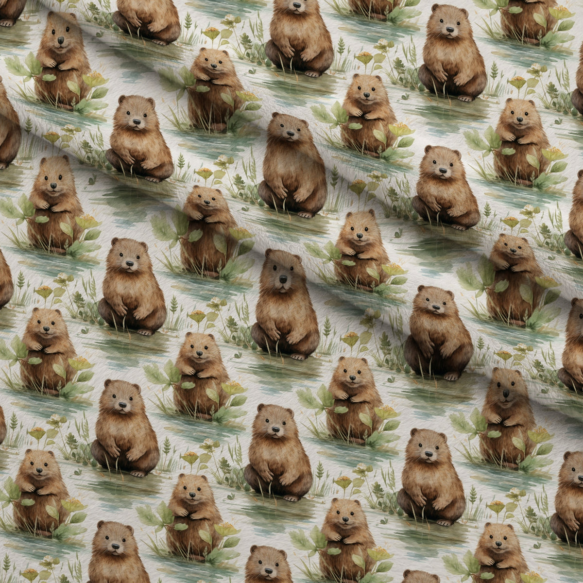 Forest Friends Pattern 12 Minky Fabric — plush minky folded close-up preview (mv-minky-v1:lying)