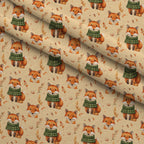 Foxes Among Falling Leaves Pattern 1 Minky Fabric — plush minky folded close-up preview (mv-minky-v1:lying)