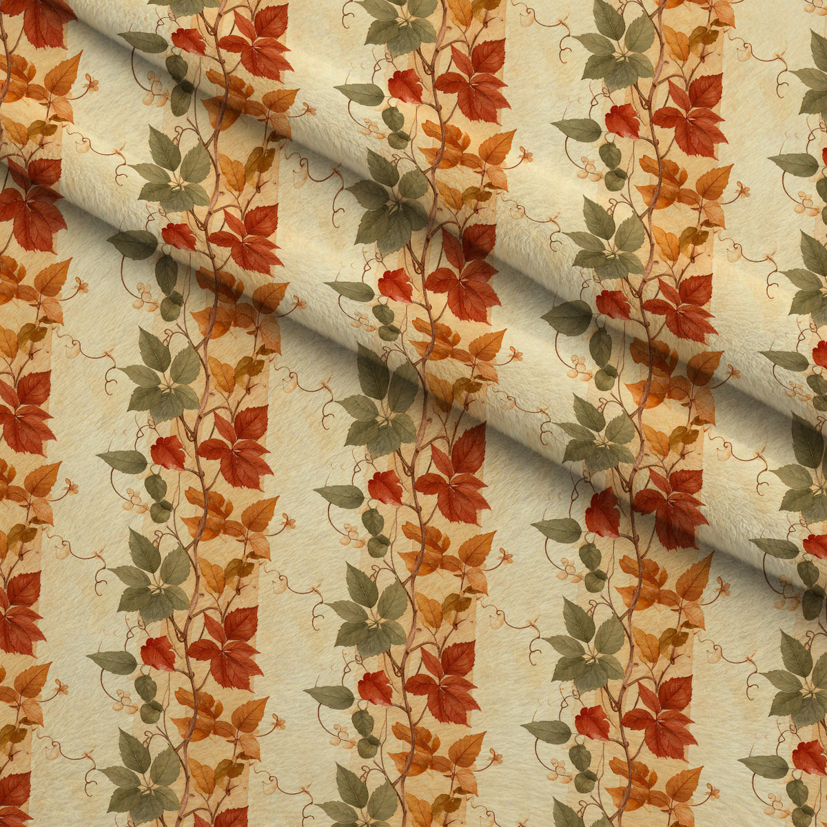 Foxes Among Falling Leaves Pattern 16 Minky Fabric — plush minky folded close-up preview (mv-minky-v1:lying)