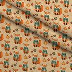 Foxes Among Falling Leaves Pattern 2 Minky Fabric — plush minky folded close-up preview (mv-minky-v1:lying)