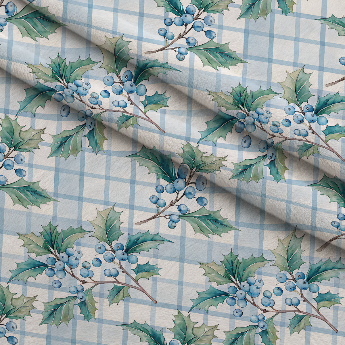 Frosted Azure Botanicals Pattern 2 Minky Fabric — plush minky folded close-up preview (mv-minky-v1:lying)
