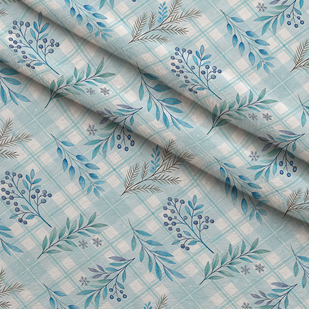 Frosted Azure Botanicals Pattern 7 Minky Fabric — plush minky folded close-up preview (mv-minky-v1:lying)