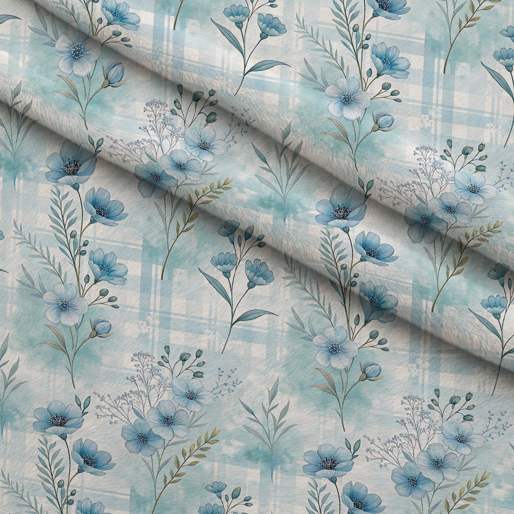 Frosted Azure Botanicals Pattern 8 Minky Fabric — plush minky folded close-up preview (mv-minky-v1:lying)