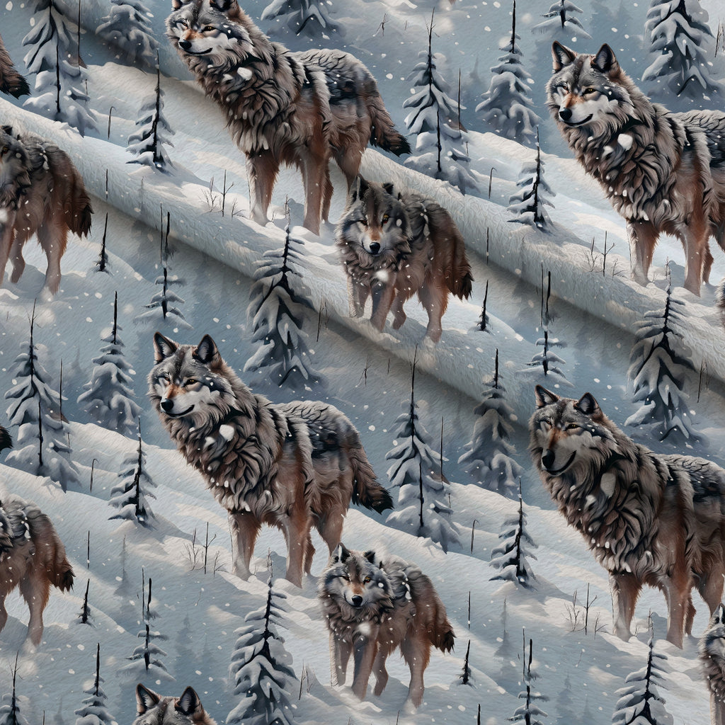 Frosted Woodland Pattern 2 Minky Fabric — plush minky folded close-up preview (mv-minky-v1:lying)