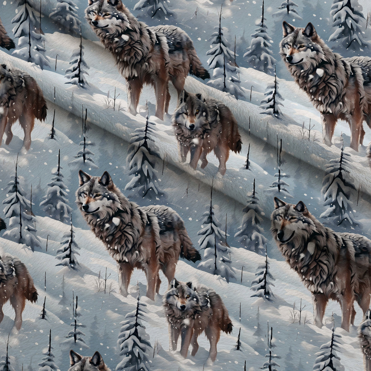 Frosted Woodland Pattern 2 Minky Fabric — plush minky folded close-up preview (mv-minky-v1:lying)