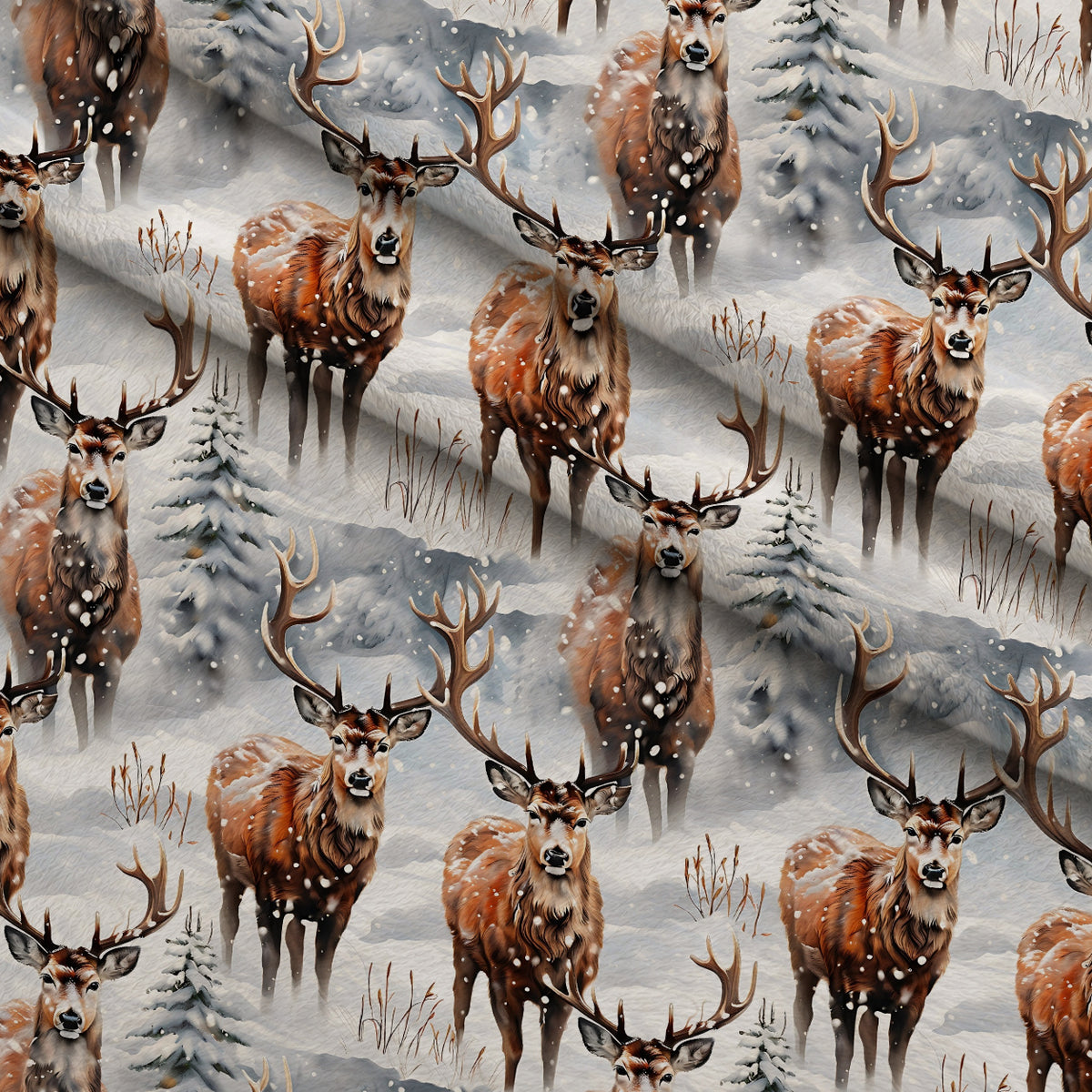 Frosted Woodland Pattern 3 Minky Fabric — plush minky folded close-up preview (mv-minky-v1:lying)